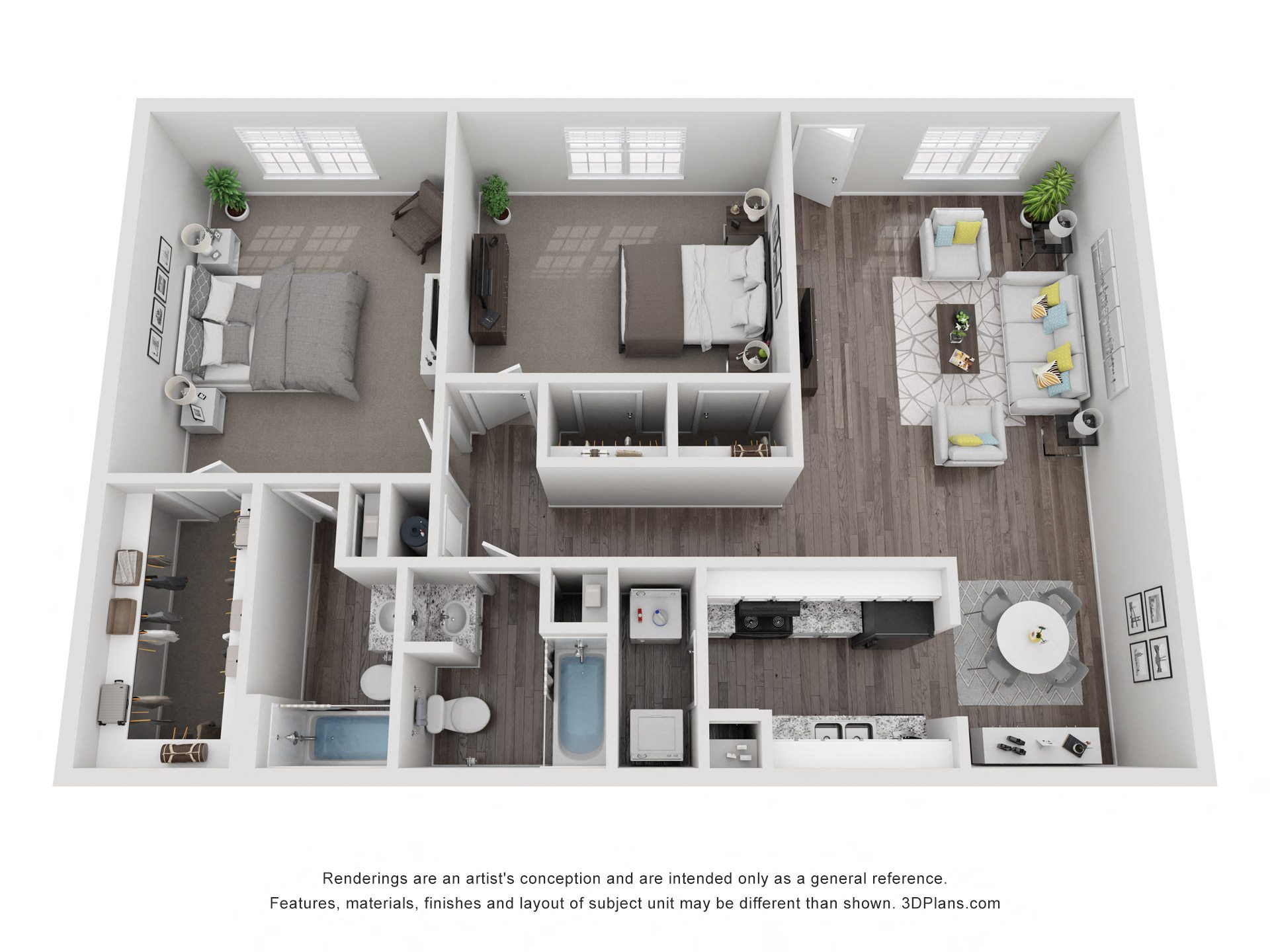Floor plan layout diagram for 2x2 C TC 60 Elite